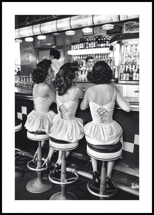 Women Drinking At Bar Wall Art Poster