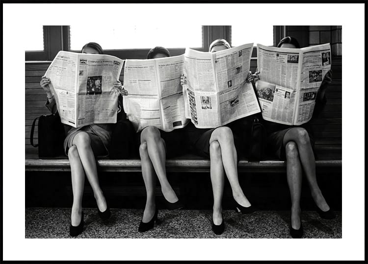 Women Reading Newspaper Poster