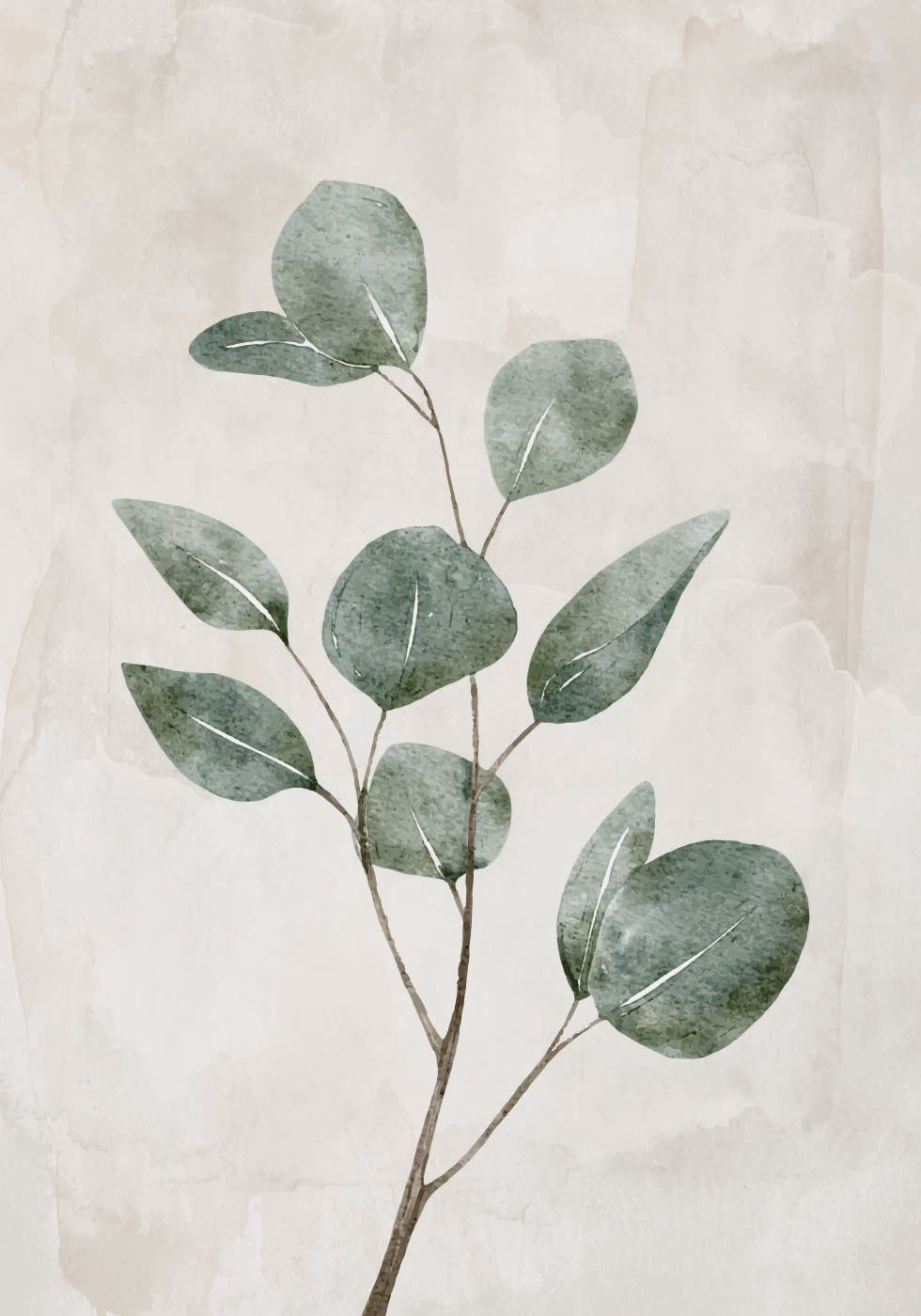 a painting of a plant with green leaves