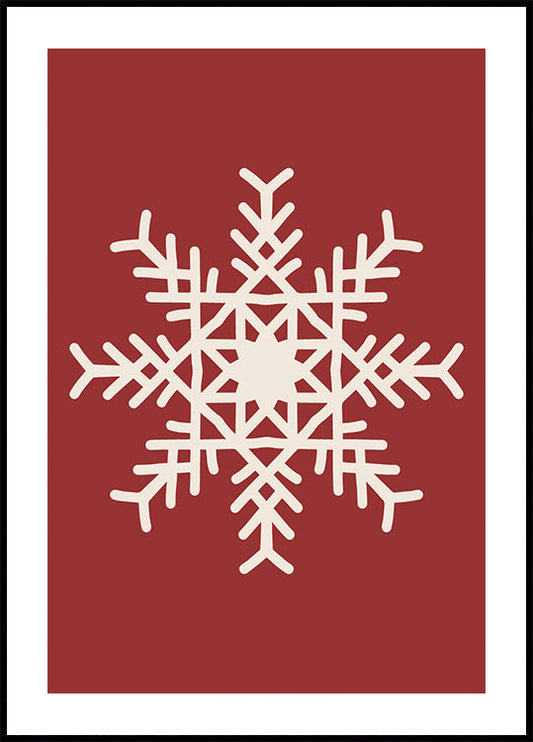 a white snowflake on a red background