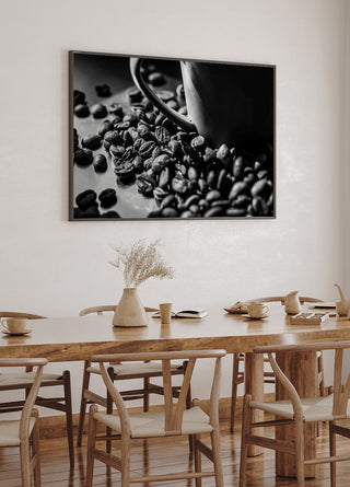 Koffiebonen met een kopje poster 