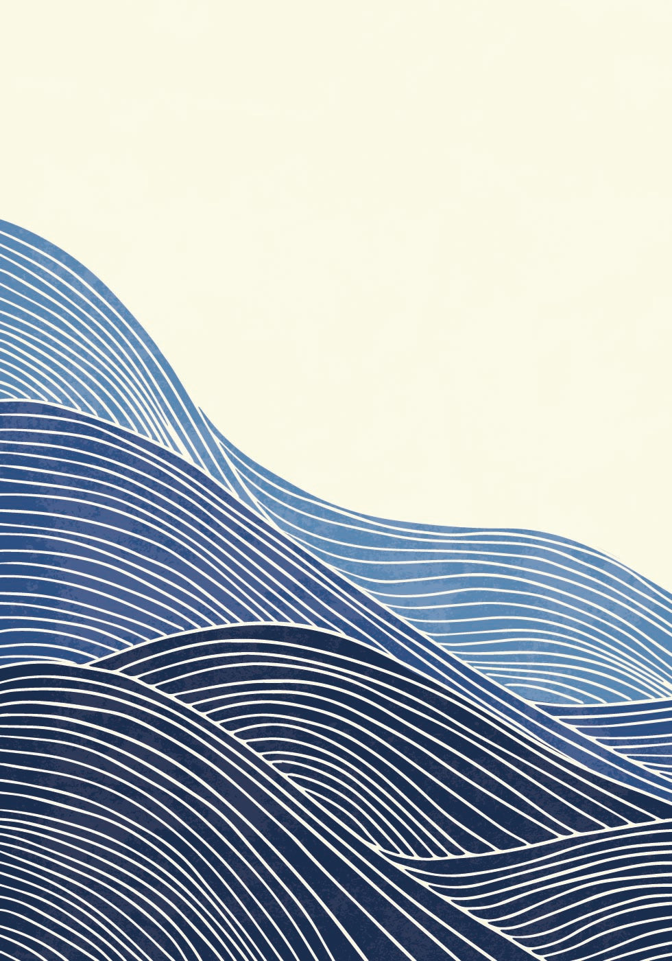 a painting of a blue wave on a white background