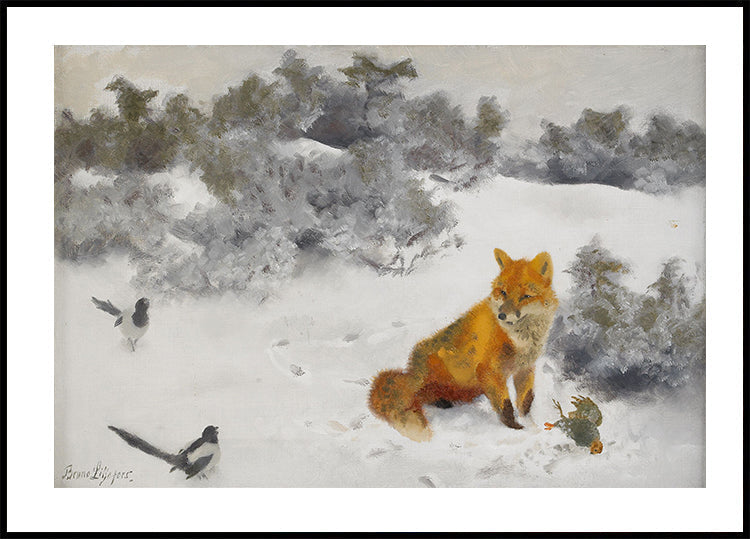 Fox in Winter Landscape By Bruno Liljefors No. 2 Poster - Posterbox.art