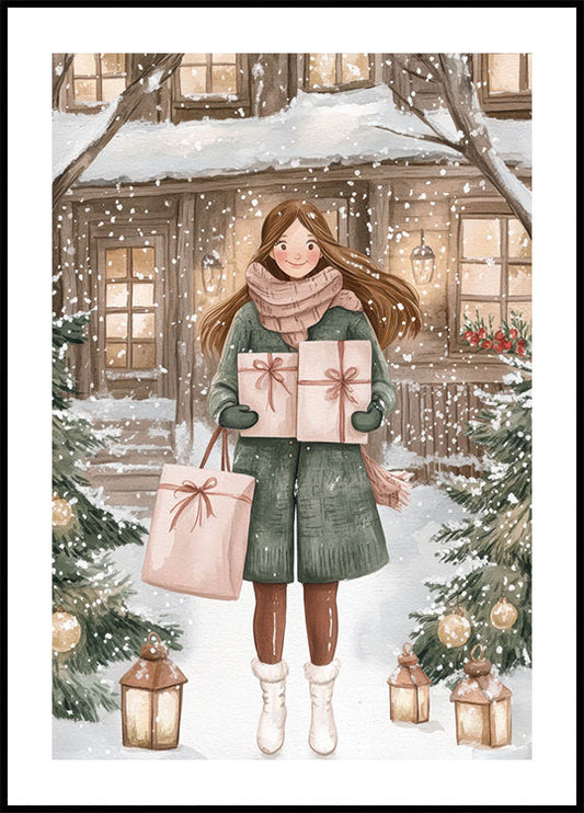 Watercolor Preparing for Christmas Poster