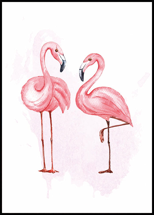 Elegant Flamingo Duet Poster