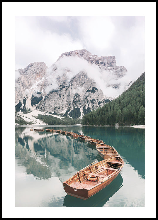 Boats At Braies Lake Poster - Posterbox.art
