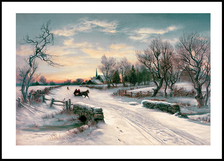Winter Landscape with Horse and Carriage Poster - Posterbox.art