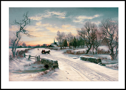 Winter Landscape with Horse and Carriage Poster - Posterbox.art