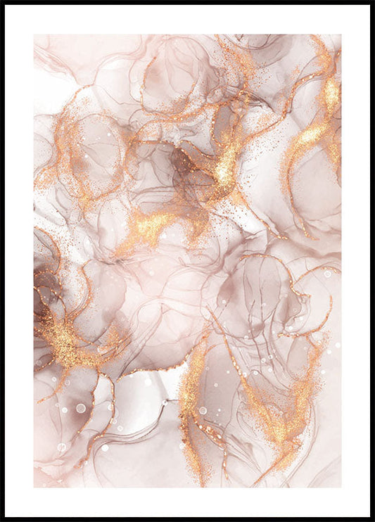 Elegant Fluid Art with Gold Accents Poster