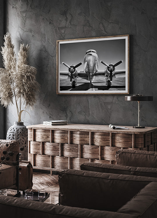 Vintage Airplane, Black and White Aviation Poster