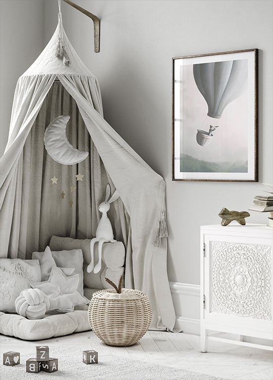 Flying with Hot Air Balloon Poster