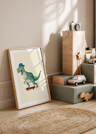Skateboardende T-Rex-poster