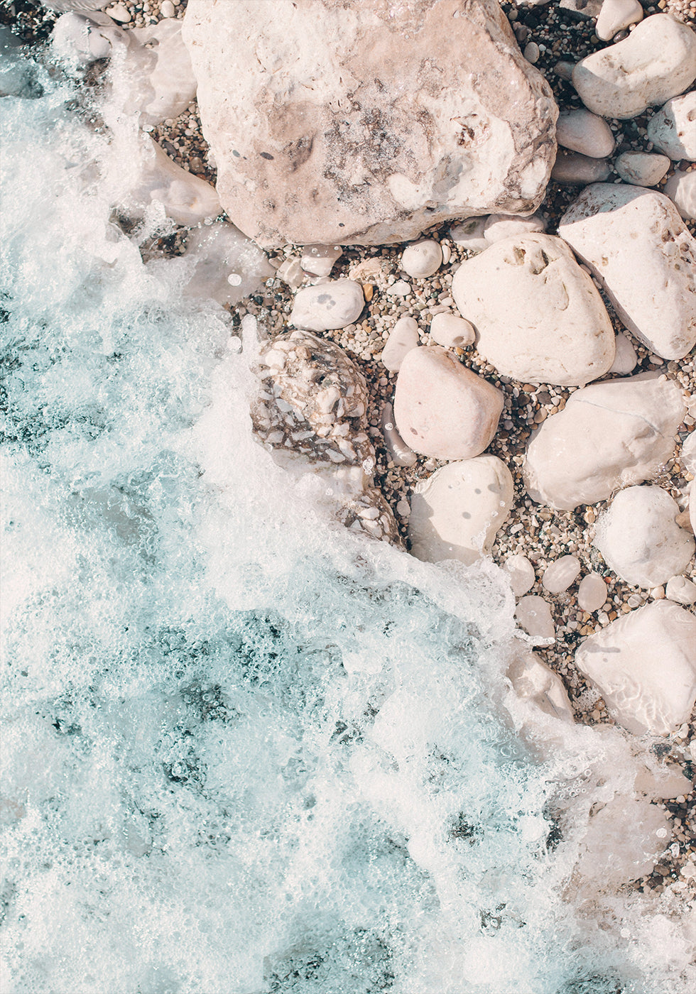 Ocean and Pebbles Poster