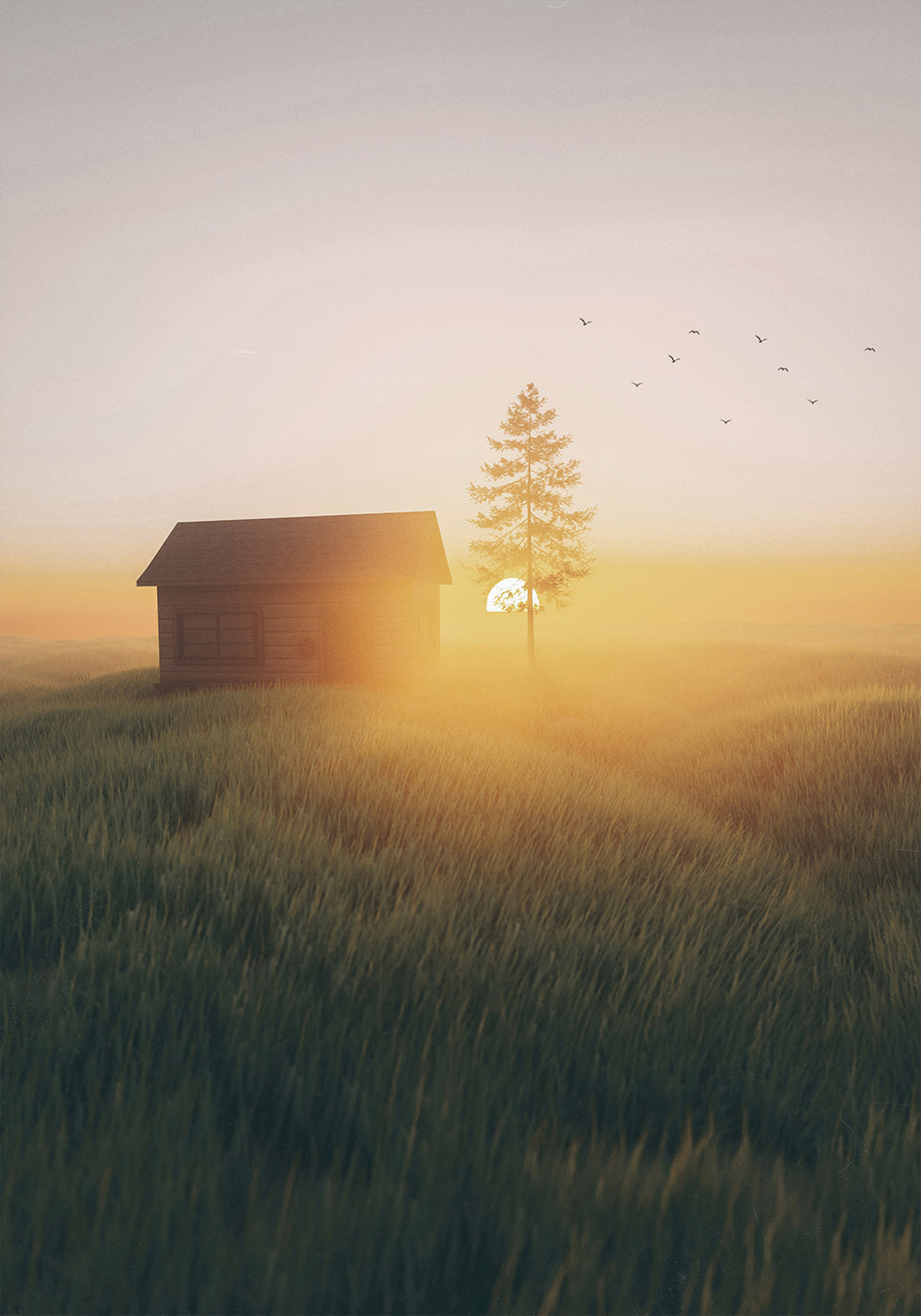 Sunset In The Field Poster - Posterbox.art